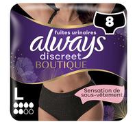 Always Discreet Boutique Culottes Pour Fuites Urinaires, Couleur Noire Plus, Taille L, x8 Culottes, Une Sensation De Vrai Sous-Vêtement, Super Absorbantes, Design Qui Épouse Les Formes Du Corps