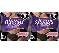 Always Discreet Boutique Culottes pour Fuites Urinaires, Couleur Noire Plus, Taille L, x8 Culottes, Une Sensation De Vrai sous-Vêtement, Super Absorbantes, Design Qui Épouse Les Formes du Corps