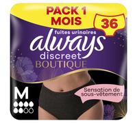 Always Discreet Boutique Culottes Pour Fuites Urinaires, Couleur Noire Plus, Taille M, x36 Culottes, Une Sensation De Vrai Sous-Vêtement, Super Absorbantes, Design Qui Épouse Les Formes Du Corps