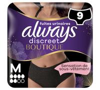 Always Discreet Boutique Culottes Pour Fuites Urinaires, Couleur Noire Plus, Taille M, x9 Culottes, Une Sensation De Vrai Sous-Vêtement, Super Absorbantes, Design Qui Épouse Les Formes Du Corps