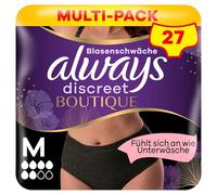 Always Discreet Boutique Underwear Plus M Lot de 9 culottes d'incontinence pour vessie sensible, retient les odeurs, l'humidité et évite les fuites Noir