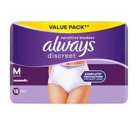 Always Discreet Culotte d'incontinence lourde pour adulte Taille M 18CT CSx2