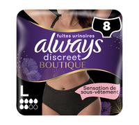Always Discreet Culottes d'incontinence Boutique, Noires, Taille L, Lot de 8