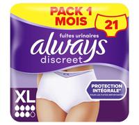 Always Discreet, Culottes Fuites Urinaires, Taille XL, Blanc, Absorption 7, 21 Sous-Vêtements Jetables Incontinence Femme, Fuites Urinaires Importantes ou Maternité post accouchement, Pack 1 Mois