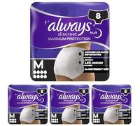 Always Discreet Culottes Protection Maximale, 8 Gouttes, Taille S/M, Avec Technologie de Neutralisation Des Odeurs, x8 Culottes (Lot de 4)