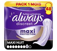 Always Serviettes pour incontinence Extra Secure Ultimate Night 8 gouttes Format Éco 48 pochettes