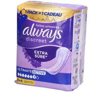 Always Discreet Serviettes Pour Fuites Urinaires Femmes Ultimate Active 12 Serviettes Protection Extra Sûre Et Discrétion Optimale