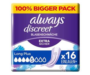 Always Discreet Long Plus Lot de 16 protège-slips d'incontinence pour femme Protection forte que vous ne sentirez à peine
