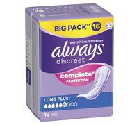 Always Discreet Long Plus Lot de 16 serviettes hygiéniques pour incontinence Protection discrète et grande absorption des odeurs