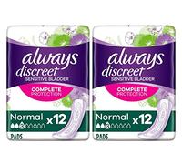 Always Discreet Lot de 12 serviettes hygiéniques pour fuites urinaires sensibles