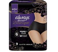 Always Discreet - Lot de 2 packs de 9 culottes - Pour fuites urinaires et incontinence - Noir - Taille M