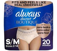 Always Discreet Lot de 20 sous-vêtements pour boutique, incontinence et post-partum pour femme, taille haute, taille S/M, rose, absorption maximale, jetables