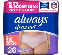 Always Discreet Lot de 26 sous-vêtements jetables pour incontinence et post-partum pour femme, coupe classique, taille XL, absorption maximale, jetables