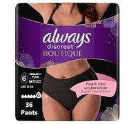 Always Discreet Lot de 4 packs de 9 culottes, pour fuites urinaires et incontinence, noires, taille M