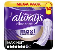 Always Discreet Maxi Night Serviettes d'Absorption Fuites Urinaires 8 - 14 Unités