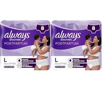 Always Discreet Postpartum Culottes Jetables, Taille L, Très Absorbante et Confortable, 8 Culottes (Lot de 2)