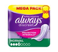 Always Discreet Serviettes Pour Fuites Urinaires Femmes Normal 30 Serviettes Protection Intégrale*. Discrétion Incroyable