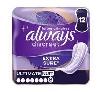 Always Discreet Serviettes Pour Fuites Urinaires Femmes Ultimate Nuit 12 Serviettes Protection Extra Sûre Et Discrétion Optimale