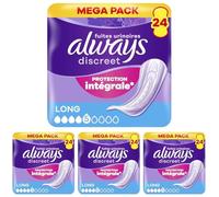 Always Discreet Serviettes Pour Fuites Urinaires Femmes Long 24 Serviettes Protection Intégrale*. Discrétion Incroyable (Lot de 4)