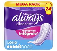 Always Discreet Serviettes Pour Fuites Urinaires Femmes Long 24 Serviettes Protection Intégrale*. Discrétion Incroyable