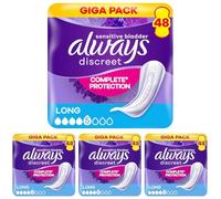 Always Discreet Serviettes Pour Fuites Urinaires Femmes Long, Protection intégrale, Discrétion, 48 Serviettes (Lot de 4)
