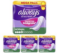 Always Discreet Serviettes Pour Fuites Urinaires Femmes Normal 28 Serviettes Protection Intégrale*. Discrétion Incroyable (Lot de 4)