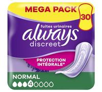 Always Discreet Serviettes Pour Fuites Urinaires Femmes Normal 30 Serviettes Protection Intégrale*. Discrétion Incroyable (Lot de 6)