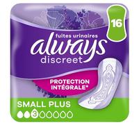 Always Discreet Serviettes Pour Fuites Urinaires Femmes Small Plus 16 Serviettes Protection Intégrale*. Discrétion Incroyable