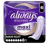 Always Discreet Serviettes Pour Fuites Urinaires Femmes Ultimate Nuit, 6 Serviettes, Protection Extra Sûre Et Discrétion Optimale