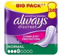 ALWAYS DISCREET - Serviettes Pour Fuites Urinaires Normal VP - Lot de 24 serviettes