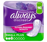 Always Discreet Small Plus Lot de 16 serviettes d'incontinence pour femme Protection complète Incroyable discrétion