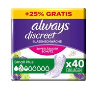 Always Discreet Small Plus Lot de 40 serviettes d'incontinence pour femme Protection complète Incroyable discrétion