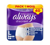 ALWAYS DISCREET Sous-Vêtements Absorbants Normal Taille L Format Éco x40