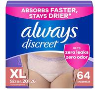 Always Discreet Sous-vêtements d'incontinence pour adultes pour femmes et post-partum, taille XL, protection contre les fuites urinaires jusqu'à 100%, 64 carats
