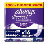 Always Discreet Ultimate Tag Lot de 16 serviettes hygiéniques d'incontinence pour femme Protection forte que vous ne sentirez à peine