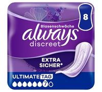 Always Discreet Ultimate Tag Lot de 8 serviettes hygiéniques pour incontinence pour femme Extra sûr et discret