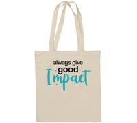 Always Give Good Impact Sac fourre-tout en coton naturel Motif pois bleus Blanc