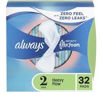 Always Infinity Lot de 32 serviettes pour femme Taille 2 Absorption des flux abondants avec ailes non parfumées