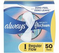Always Infinity Lot de 50 compresses féminines avec ailes, absorption régulière, non parfumées, taille 1 (emballage aléatoire)