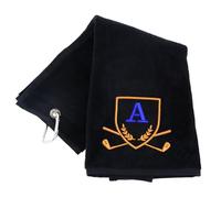 Always Looking Good Serviette de golf avec broderie monogrammée lettre initiale velours de luxe 50 cm x 40 cm serviette de golf brodée personnalisée avec mousqueton clip cadeau - cadeaux de golf pour