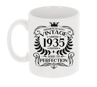 Always Looking Good Tasse à café vintage 1935 « Aged to Perfection » - Cadeau pour les amateurs de café - Tasse à thé pour 89 ans - 325 ml - Cadeau amusant pour homme ou femme