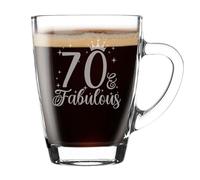 Always Looking Good Tasse en verre gravée « 70 & Fabulous » - Cadeau d'anniversaire 70 & Fabulous - Cadeau pour les amateurs de café - Tasse à thé pour les 70 ans - Tasse à café amusante - Cadeau pour
