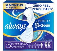 Always - Lot de 3 paquets de 22 serviettes hygiéniques de nuit Infinity très absorbantes taille 5, non parfumées, avec ailettes