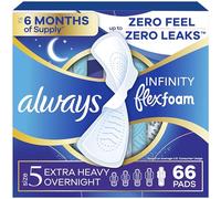 Always - Lot de 3 paquets de 22 serviettes hygiéniques de nuit Infinity très absorbantes taille 5, non parfumées, avec ailettes