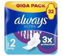 Always Lot de 32 serviettes hygiéniques ultra absorbantes pour femme Taille 2 - Anti-odeurs et anti-fuite