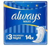 Always Maxi - 12 Serviettes Hygiéniques Epaisses sans Ailettes, Night ProFresh, Flux Très Abondants Nuit - Protection et Sensation de Fraîcheur, Neutralise Les Odeurs, Tous Les Besoins