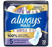 Always Maxi Lot de 72 serviettes de nuit avec ailes, taille 5, extra lourdes pendant la nuit, non parfumées, taille 5