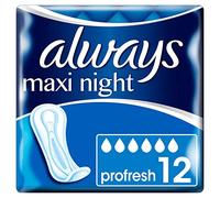 Always Maxi Night ProFresh Serviettes Sans Ailettes 12 Pochettes Individuelles - Lot de 4