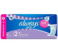 Always Maxi Profresh Lot de 14 serviettes hygiéniques longues (taille 2) - Jusqu'à 100% de protection - Retient les odeurs - Emballées individuellement