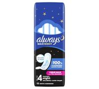 Always Serviettes hygiéniques ProFresh Night, cœur ultra absorbant, sans ailettes, 12 unités